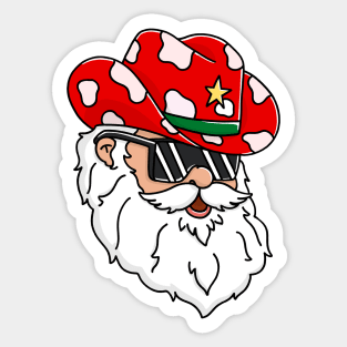 Santa Claus Western Cowboy hat Merry Christmas Funny Sticker